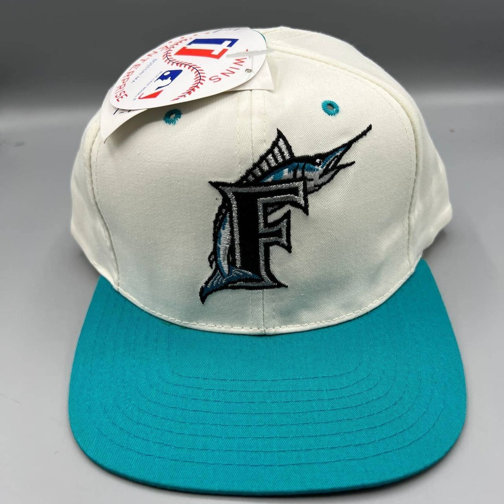 Vintage Florida Marlins Hat Men White Blue Twins Enterprise Snap‎ Back Cap New